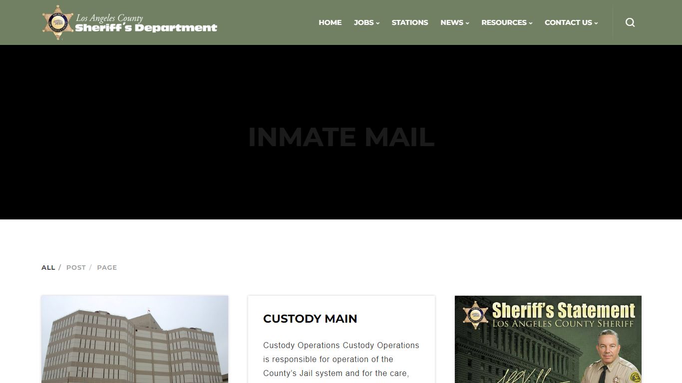 inmate mail - Los Angeles County Sheriff's Department